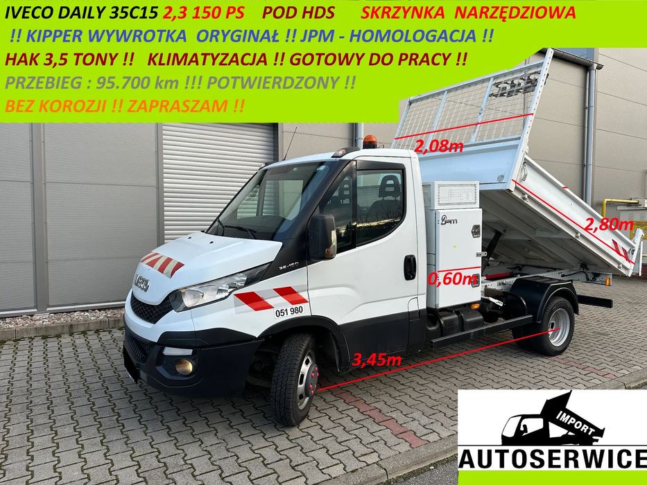 Iveco Daily 35c15 !!2,3 150 ps Kipper Wywrotka ORYGINAŁ Homologacja !! DMC 3,5t  OKAZJA B.ZWROTNY !! 57.200 km !! KLIMA !! POD HDS !!