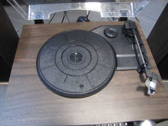 Wieża stereo gramofon CD radio 2 głośniki drewno Auna Oxford