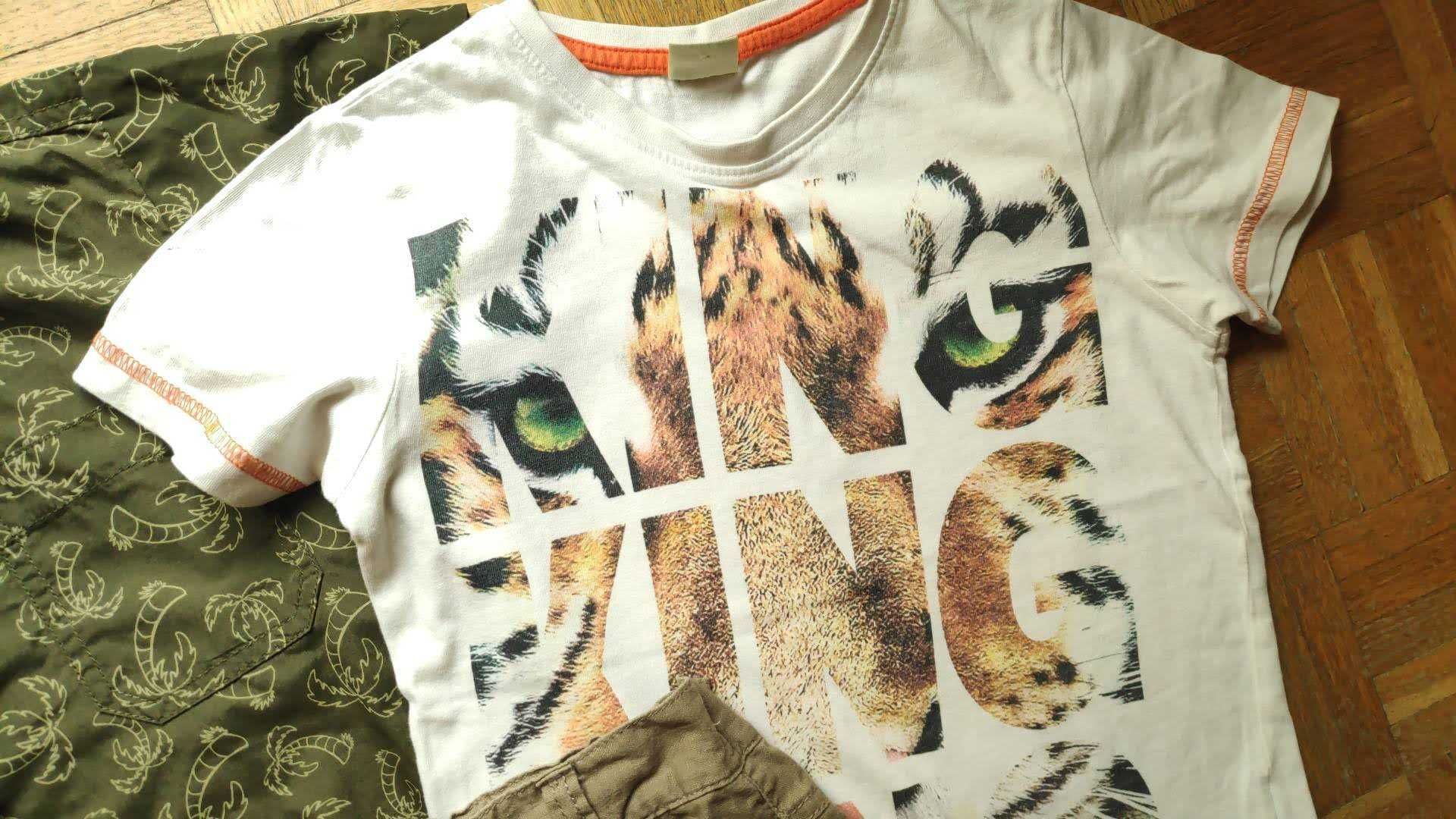 Komplet: koszula H&M + t-shirt + szorty H&M, r.  116