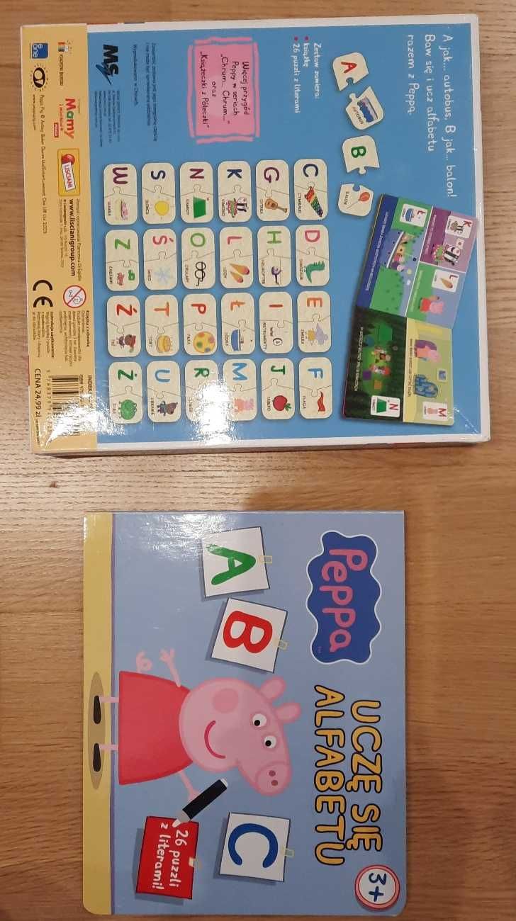 Świnka Peppa puzzle, alfabet, Uczę się alfabetu