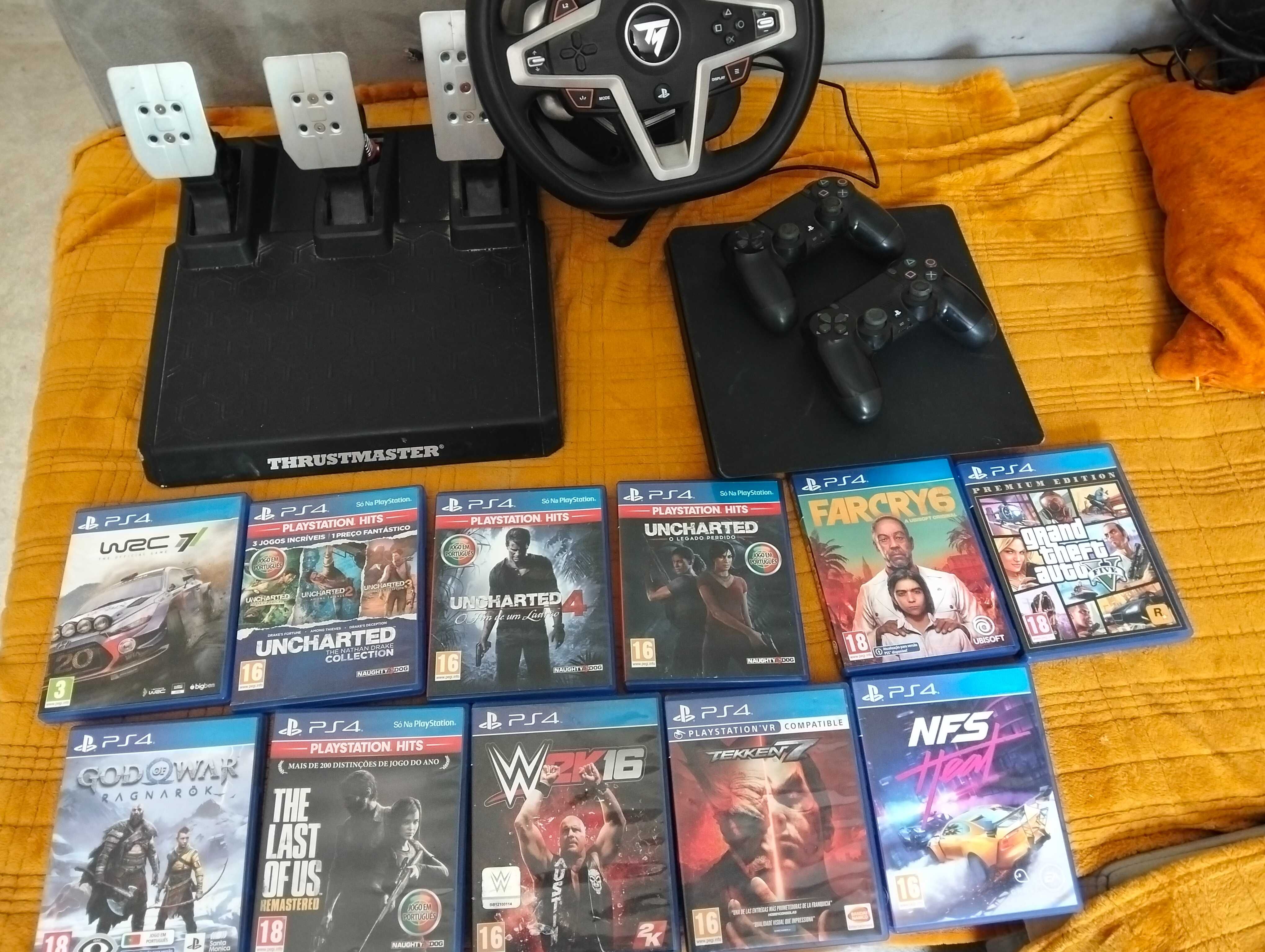 Ps4, jogos e comando e pedal simulador