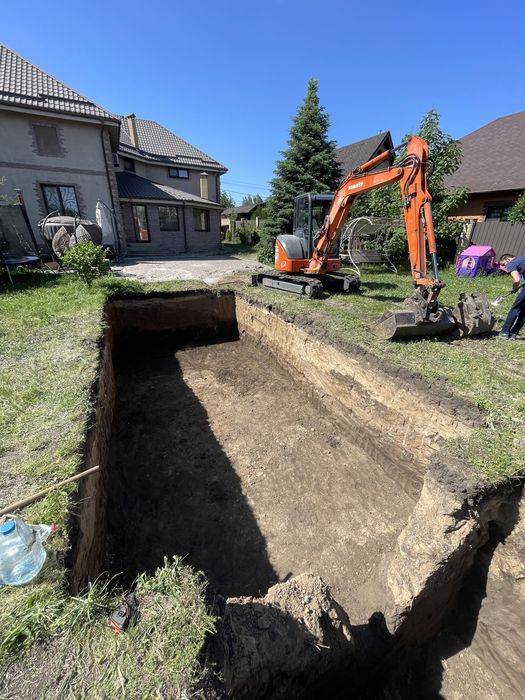 Услуги Миниэкскаватора. Водопровод. Канализация. Бассейны. Баровая