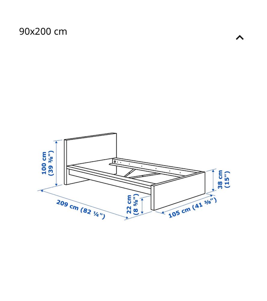 Cama Malm e Colchão Valevåg “solteiro” IKEA