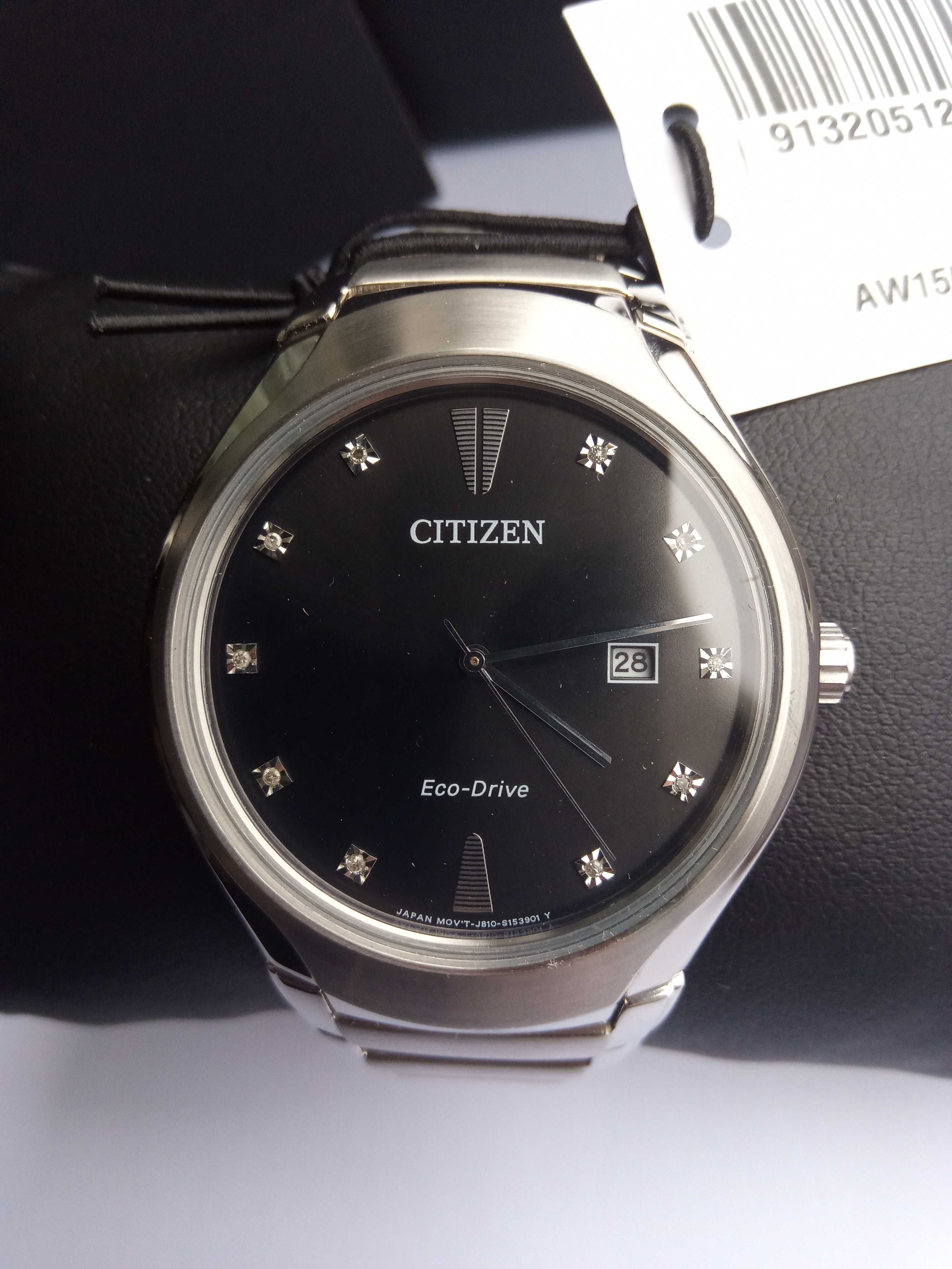 Citizen мужские часы с бриллиантовыми метками Eco-Drive AW1550-50E