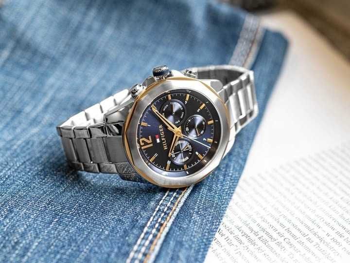 Męski zegarek TOMMY HILFIGER LARS SREBRNY na bransolecie datownik