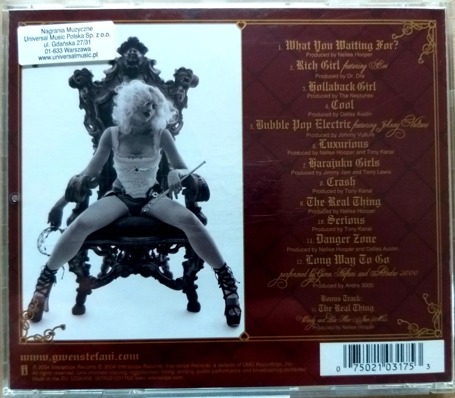 Gwen Stefani Love Angel Music Baby 2004r