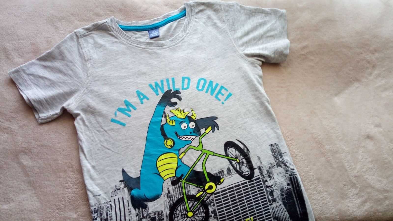Сіра футболка для хлопчика Dopo 128, 7-8 р, "I'm a wild one"