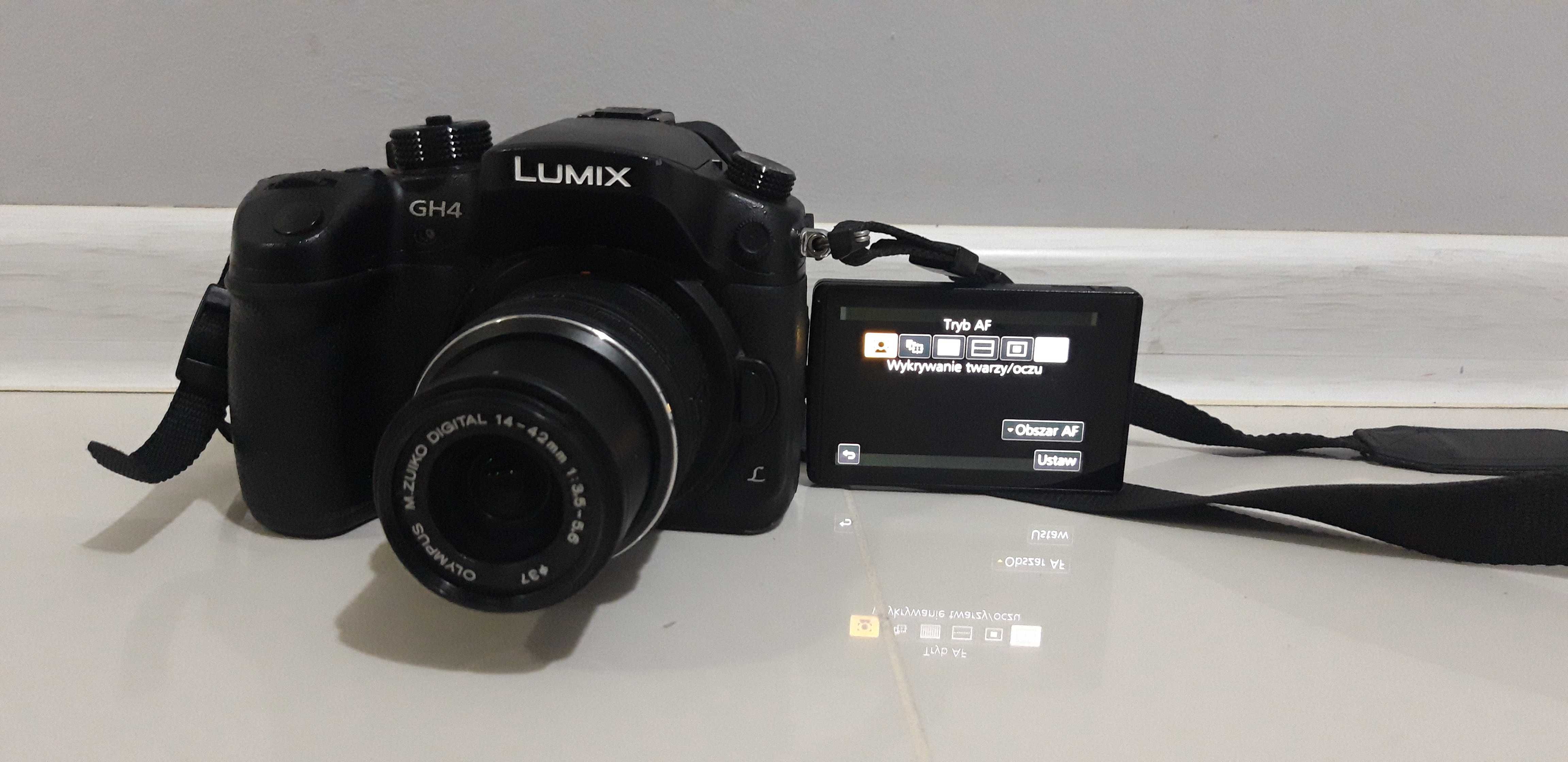 Panasonic GH4 Lumix + obiektyw Olympus + extra bateria | 4K