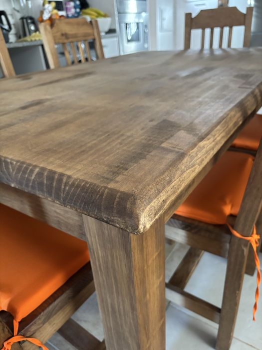Mesa e 6 cadeiras rusticas madeira macica
