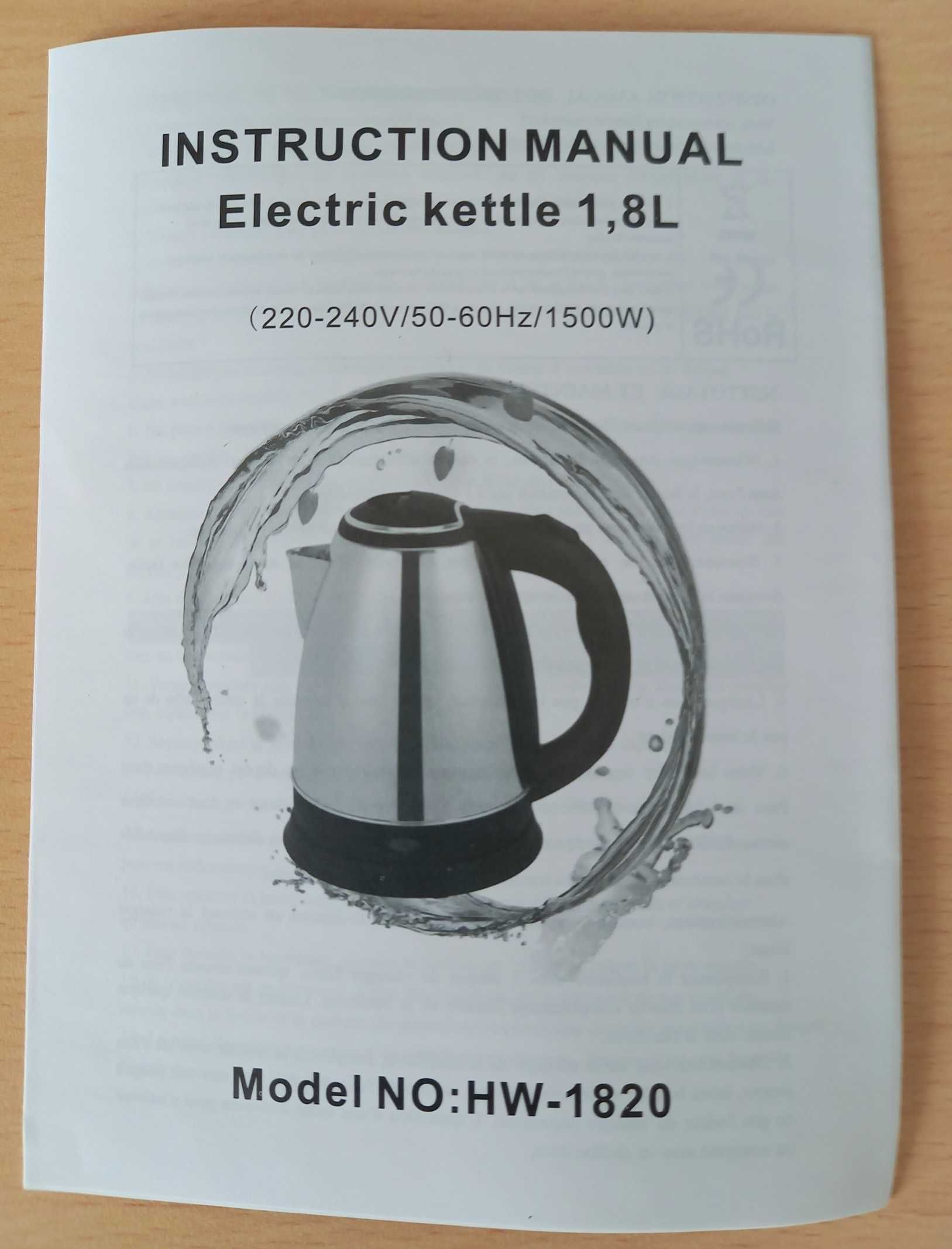 NOWY Czajnik elektryczny Rosenberg 1,8L 1500W stal nierdzewna inox