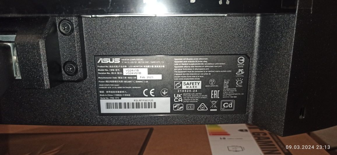 Ігровий монітор Asus TUF Gaming VG24VQ1B 165Hz Full HD, 1ms, Гарантія