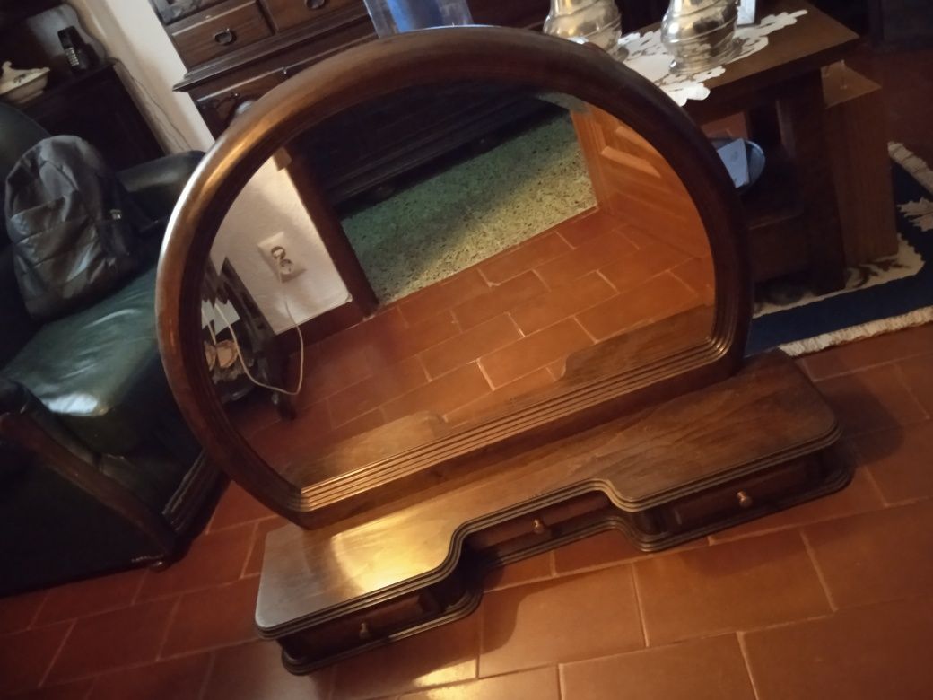 Espelho Cómoda Madeira Maciça Antigo 3 Gavetas Excelente