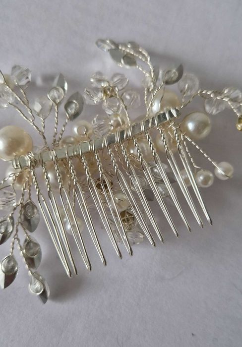 Ozdoba do włosów, grzebień spinka, ślub komunia, kryształki perełki