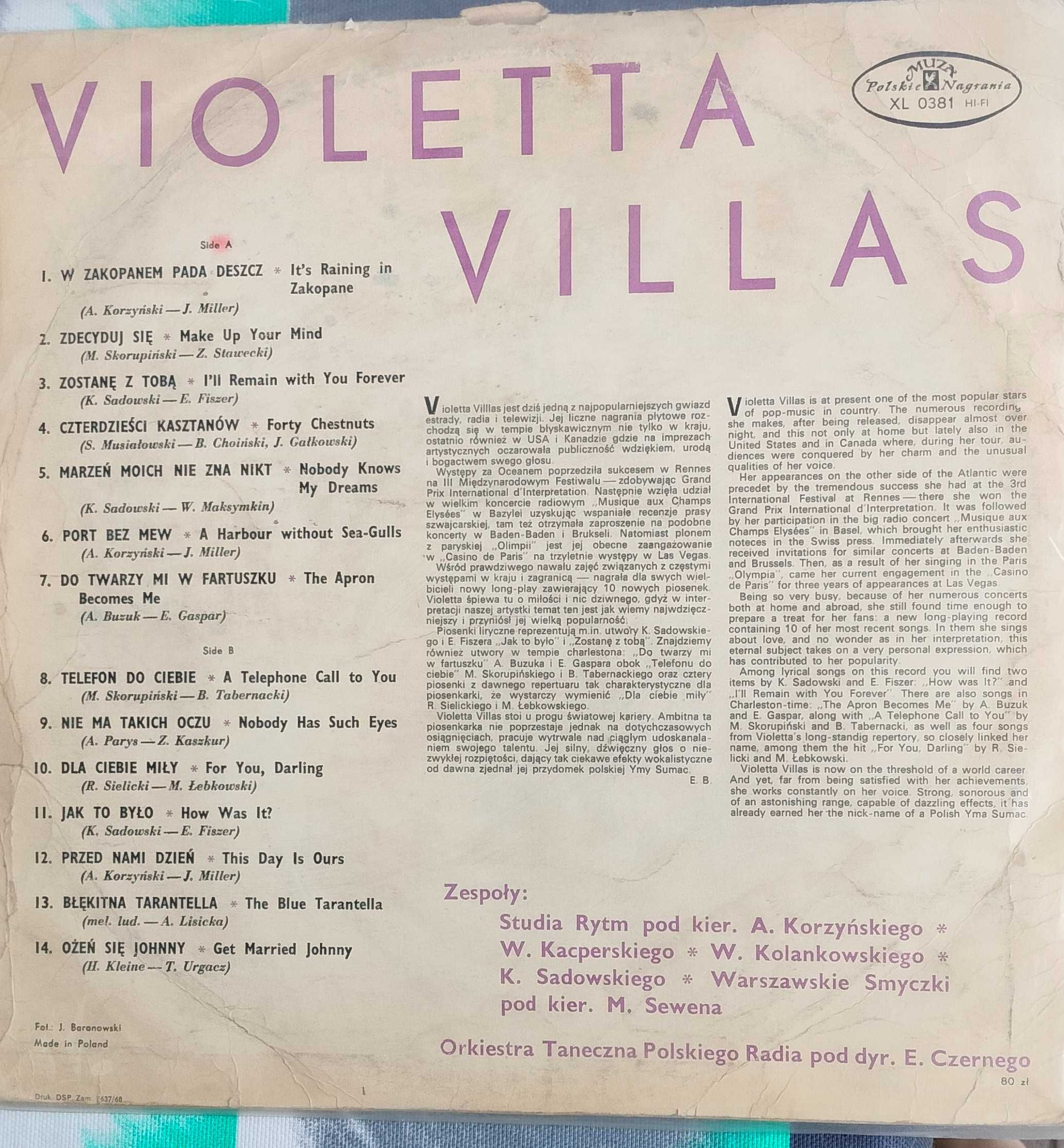 VIOLETTA VILLAS - Dla ciebie miły / vinyl - SXL 0381