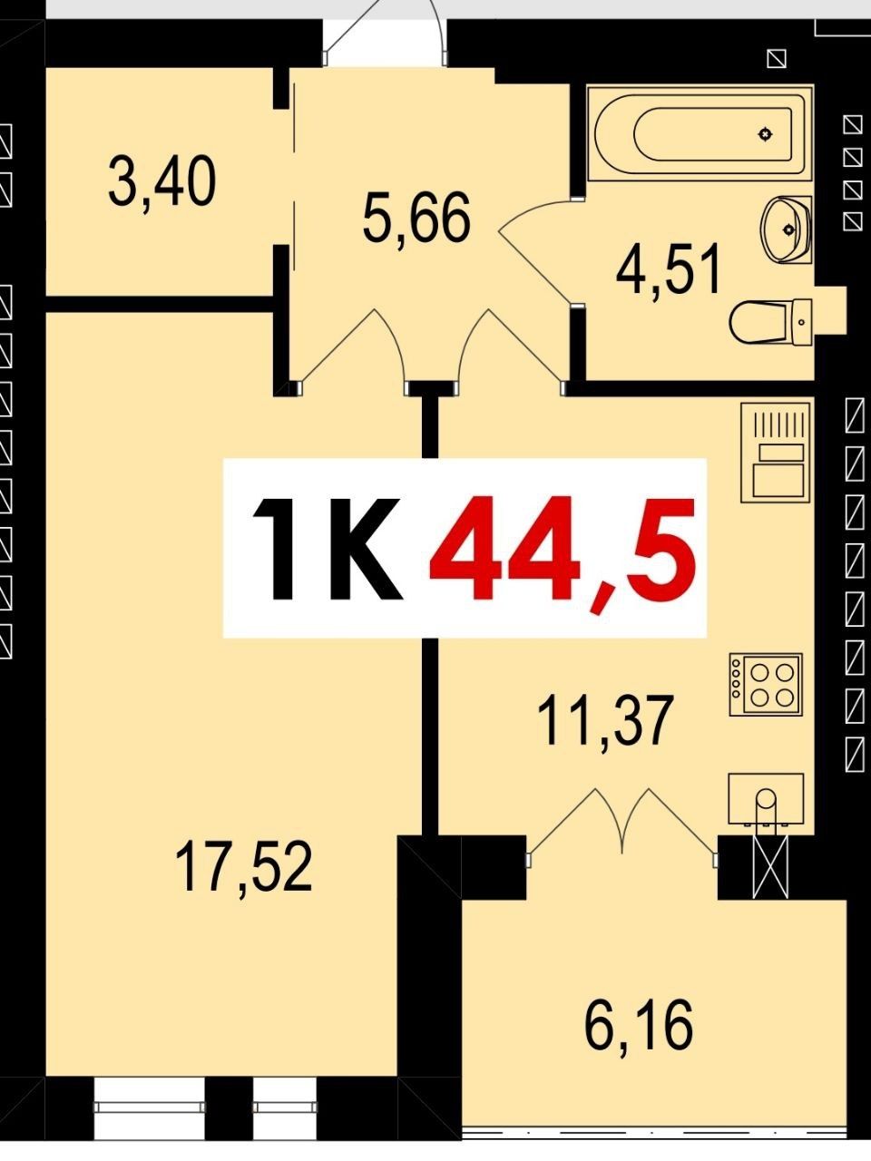 1 кімнатна 45м2  з терасою і гардеробом кухня студія ,тепла  підлога