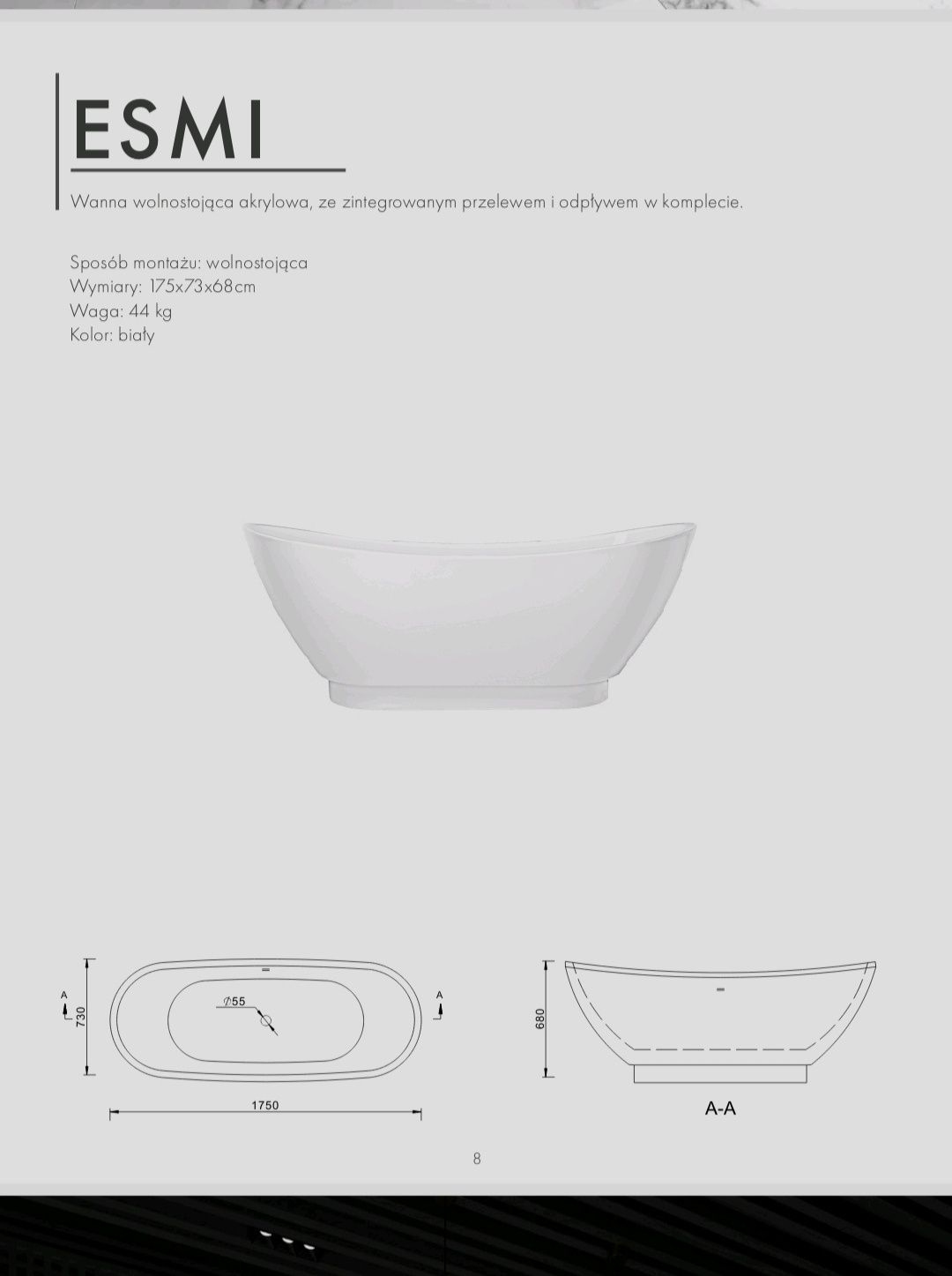Nowa wanna Emporia Esmi 175x75x68