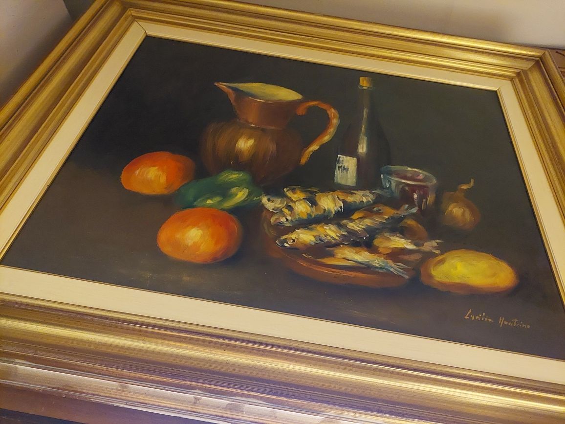 Grande quadro a oleo natureza morta lucilia monteiro