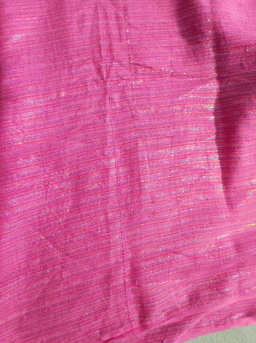 Fajna różowa apaszka chusta szalik mieniące nitki