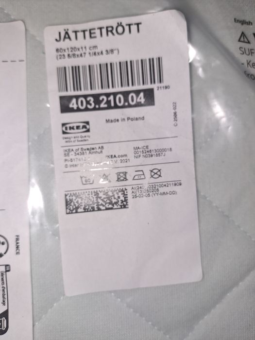 Colchão novo de molas para berço (modelo jattetrott)