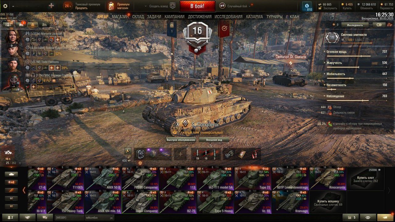 Аккаунт World of Tanks  133 прем танка, 75к бонів, всі вітки ісследува