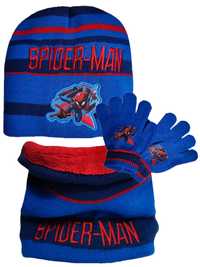 Komplet Czapka Komin Ocieplany Rękawiczki Spiderman