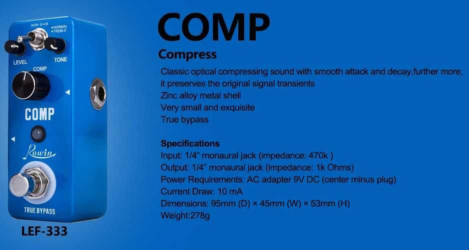 Педалі ефектів для гітари Rowin та ін. (Loop,EQ,Compressor,Octav)