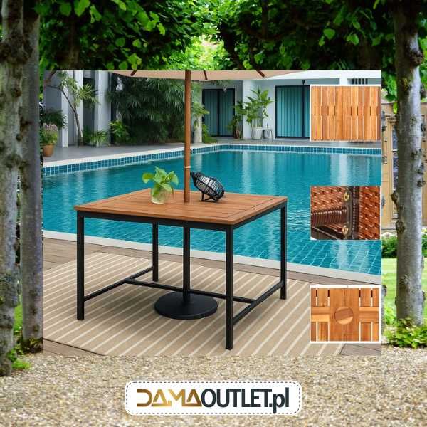 STÓŁ ogrodowy duży TARASOWY 110X110 akacja rattan DaMaOutlet.pl
