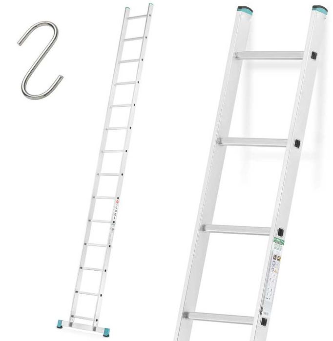 DRABINA 1-elementowa 1x14 / długość: 3,98 m / wysokość robocza: 5,5 m