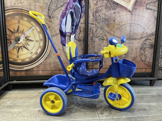Детский трёхколёсный с ручкой велосипед