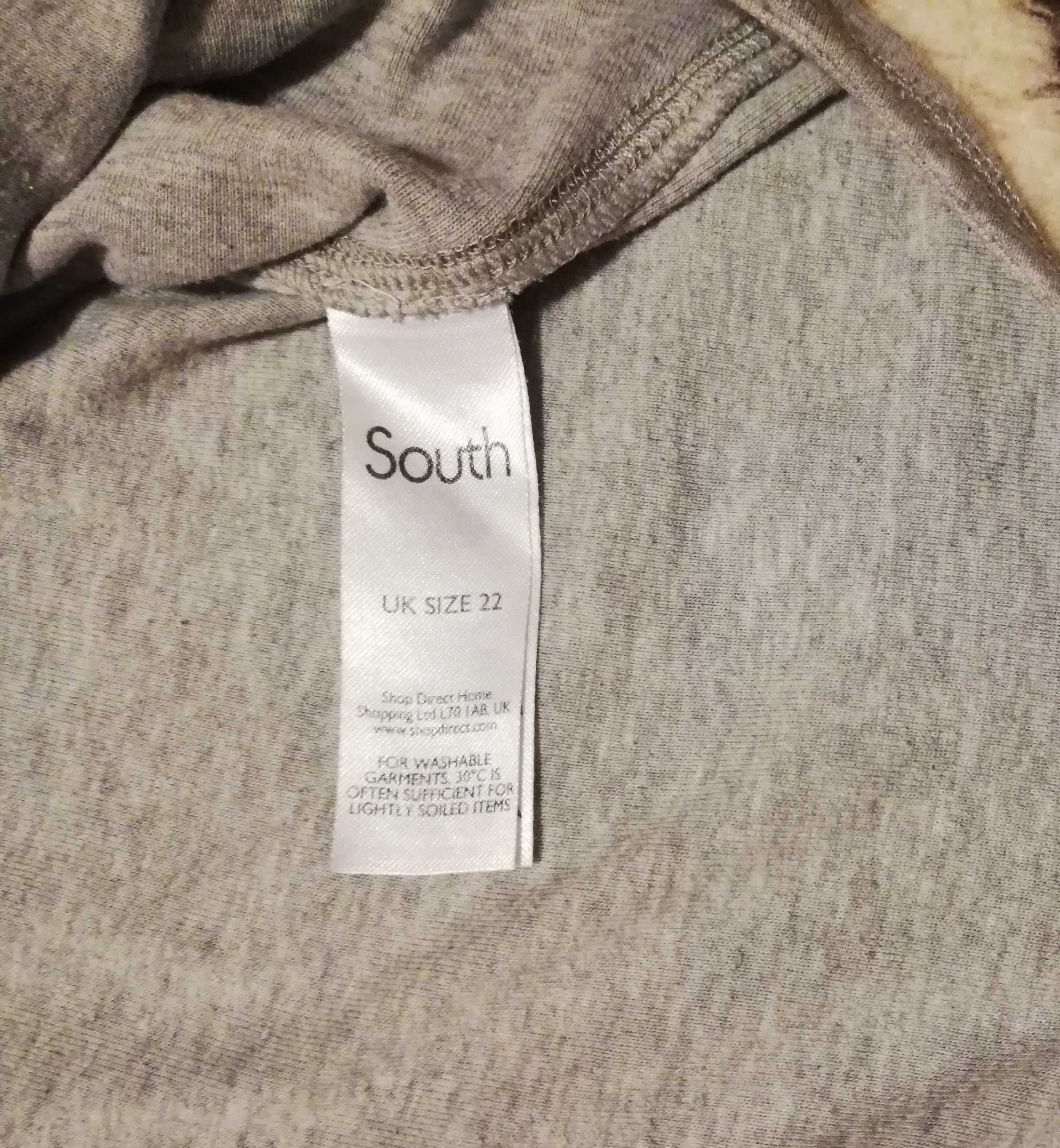damska bluza bluzka z kapturem South roz.50 XL szara