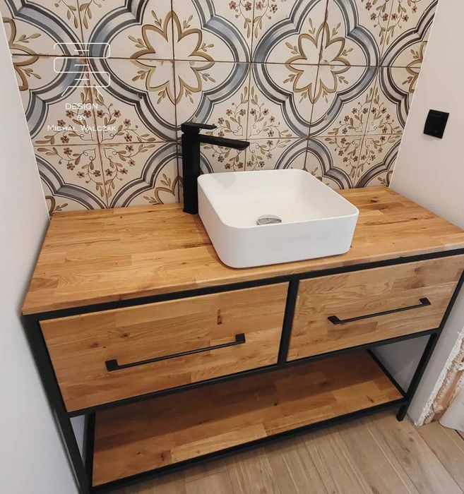 Komoda szafka łazienkowa konsola dębowa umywalkę LOFT RUSTYKALNY