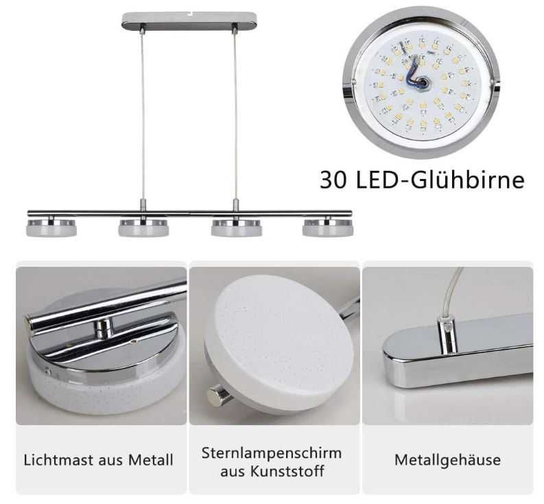 Poczwórna lampa wisząca LED 4x5W 70cm PADMA