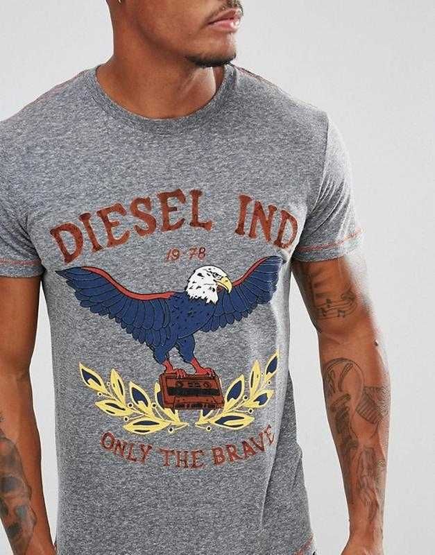 Мужская футболка дизель топ принт орел на кассете оригинал от Diesel