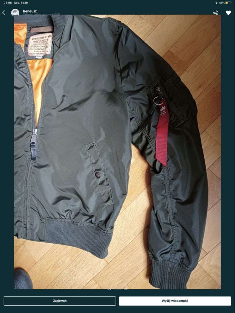 Kurtka alpha industries ma1 rozmiar xxxl nie ocieplana