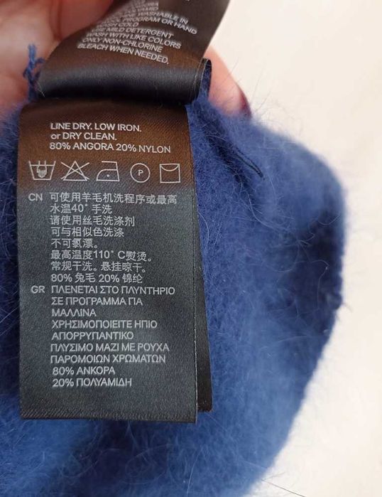 Женский H&M теплый берет шапка  синий ангора