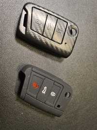 Kit 2x Capas proteções de chave VW Skoda borracha e carbono