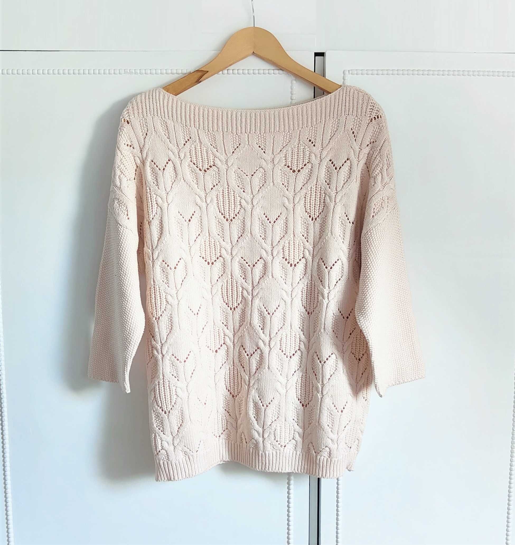 Nowy sweter Reserved pudrowy róż L 40 różowy gruby splot