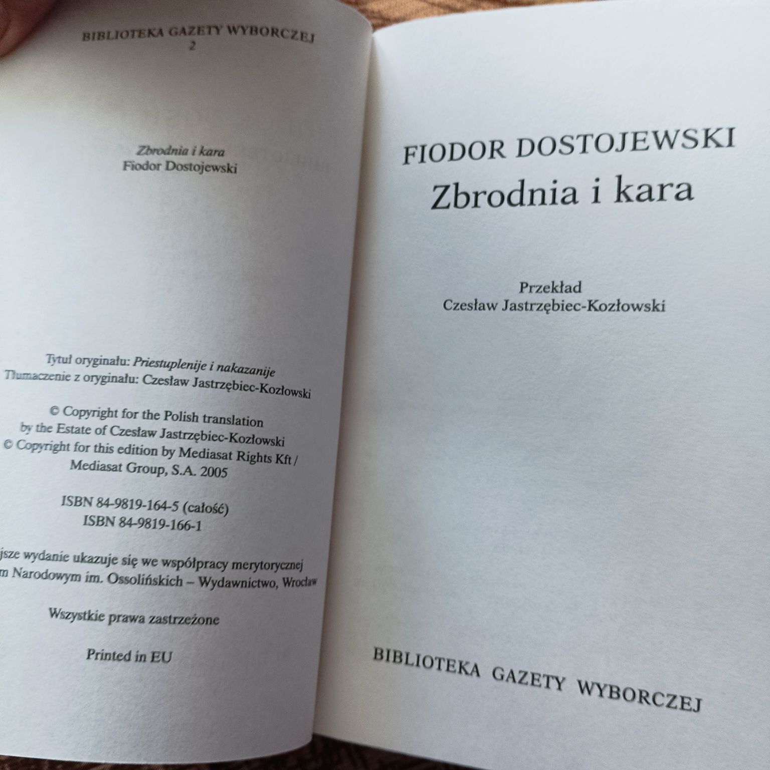 d. ,, Zbrodnia i kara " Fiodor Dostojewski