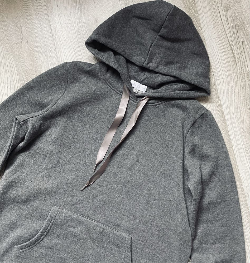 Sukienka dresowa z oversize kapturem szara sportowa ciepła Gloyd S/M