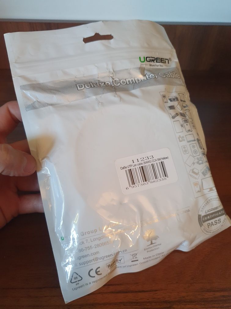 Патч-корд "Ugreen, Cat.5e, 5m, UTP, 26 AWG, TIA/EIA-568-B"