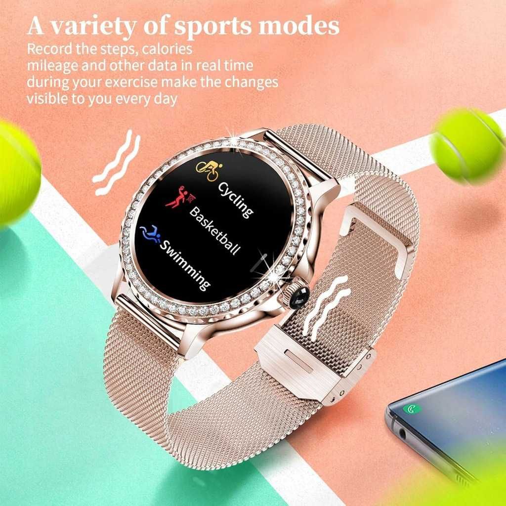 SmartWatch BCCloud NX19 SILVER inteligentny zegarek dla kobiet, dwie o
