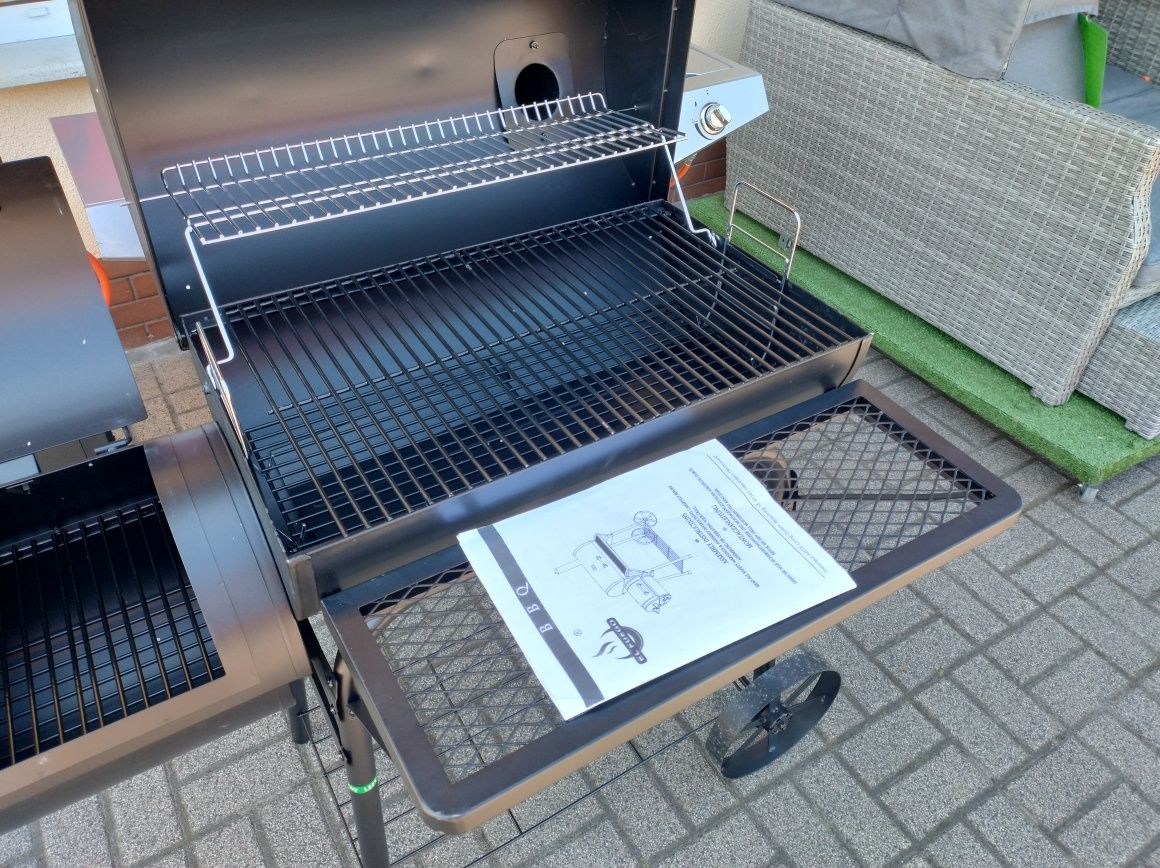 Grill węglowy z funkcją wędzarki  66x41cm STABILNA ZŁOŻONA OD RĘKI !