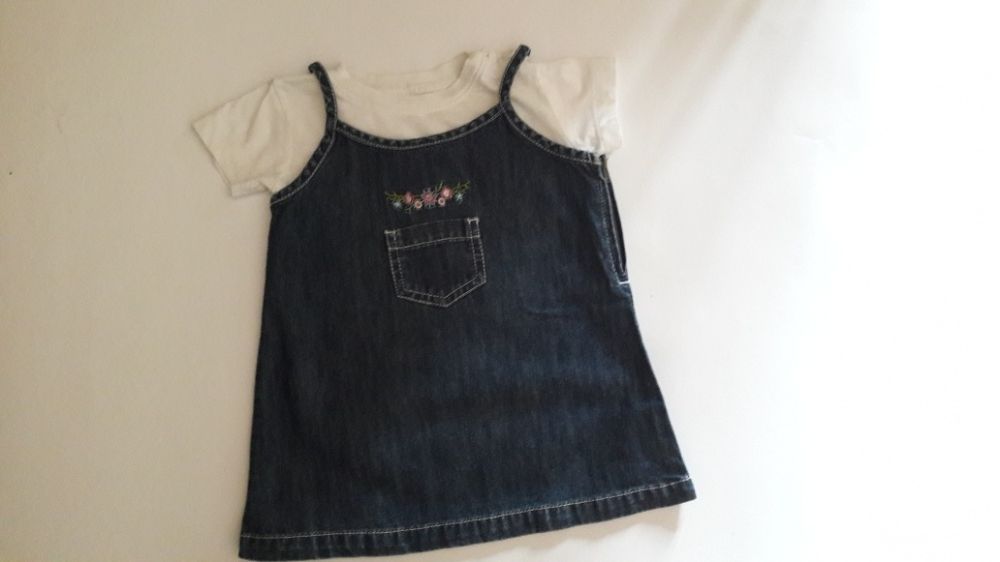 Dopodopo Mini urocza spódniczka miękki denim haft + t - shirt r 74