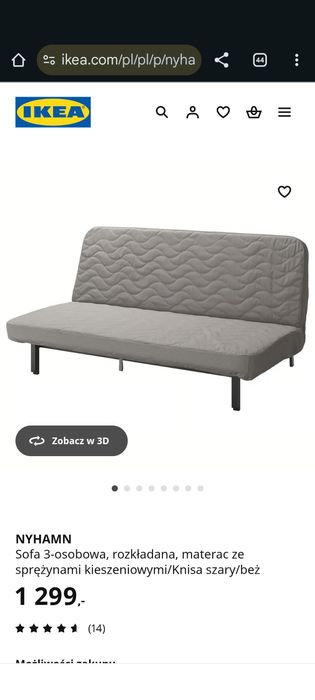Łóżko, kanapa, sofa IKEA NYHAMN + skrzynia na pościel