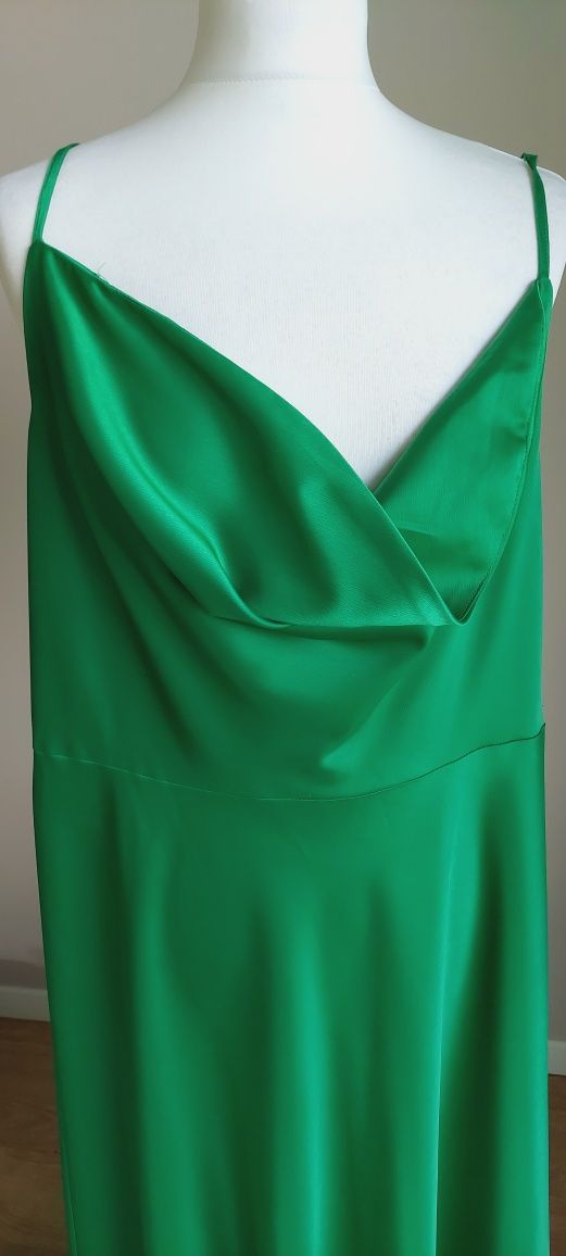 Nasty Gal r.48 zielona maxi sukienka na ramiączkach