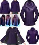 Kurtka  Damska 3w1 Outdoor Jacket Fioletowa z Kapturem r.L Nowa