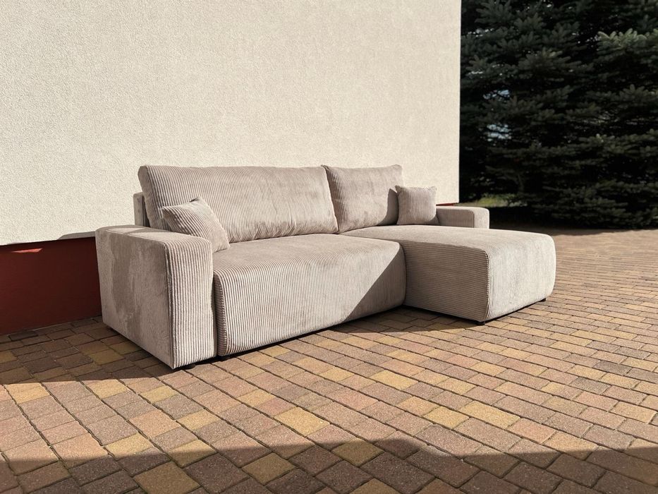 Nowy narożnik FABI sztruks, rogówka z funkcją spania