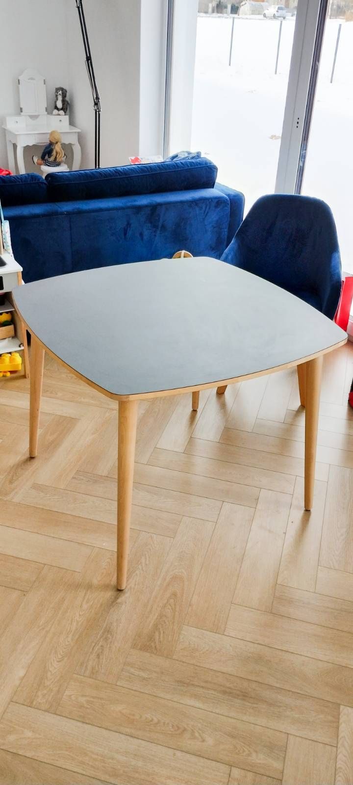 OMTÄNKSAM stół 95 x 95 cm antracytowy/brzozowy Ikea do jadalni kuchni