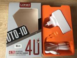 Зарядний пристрій LDNIO DL-AC62 4xUSB 4.2 A + кабе