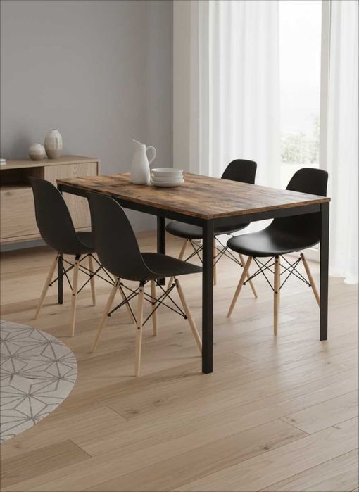 NOWY Stół z Krzesłami Drewniany do Kuchni Salonu Jadalni Stolik Loft